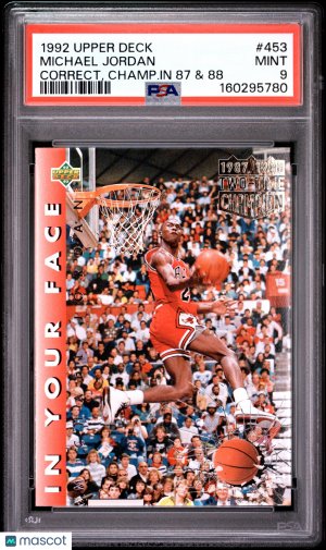 1992 Upper Deck Michael Jordan #453 Correct, Champ. In 87 & 88 PSA 9 front