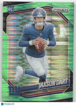 2025 Panini Prizm Football Jaxson Dart #332 Green Pulsar RC front