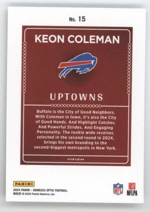 2024 Donruss Optic Uptowns Keon Coleman #15 RC back