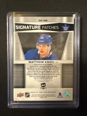 2024-25 The Cup Matthew Knies Signature Patches /99 Game Used back