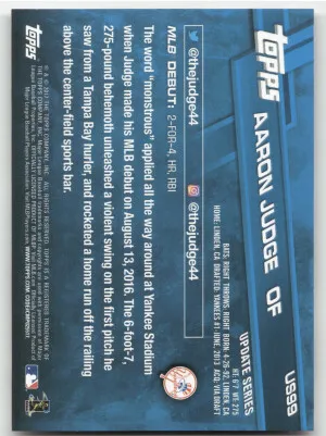 2017 Topps Update Series Aaron Judge #US99 RC back