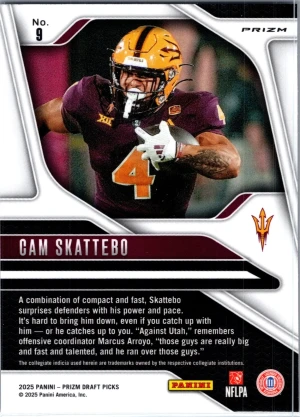 2025 Panini Prizm Draft Picks #9 Cam Skattebo Prizms Purple Wave back