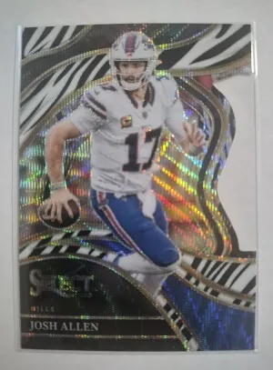 2023 Select Josh Allen Club Level Zebra Prizm Die-Cut front