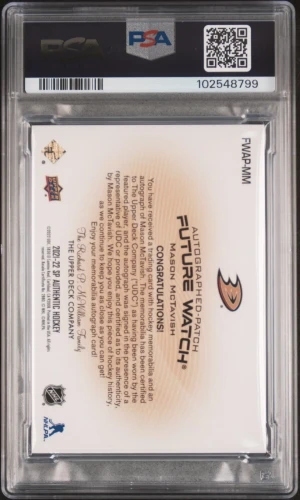 Mason McTavish 2021-22 SP Authentic Future Watch Patch Auto back
