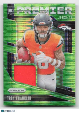 24 Prizm  #PJ-TFN Troy Franklin Premier Jerseys Neon Green Pulsar BRONCOS front
