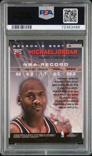 1997 Topps Chrome Season's Best Michael Jordan Season's Best back