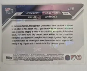 2024 Topps Now Curry/ Messi back