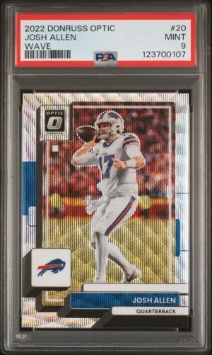 2022 Panini Donruss Optic Josh Allen Wave Jersey # Match /300 PSA 9