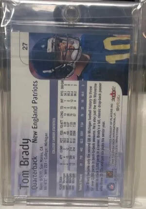 Tom Brady Rookie Impact Skybox #27 back