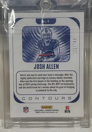 2025 PANINI PHOENIX CONTOURS 4 JOSH ALLEN YELLOW PYRAMIDS 052/149 back