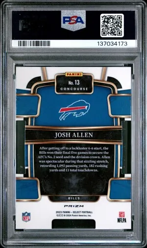 2023 Panini Select Josh Allen Die-Cut Silver Prizm back