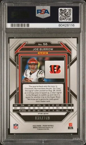 2022 Panini Prizm Joe Burrow Orange Prizm /249 back