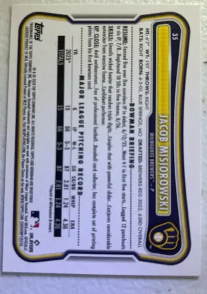 2026 Bowman Jacob Misiorowski RC #35 back
