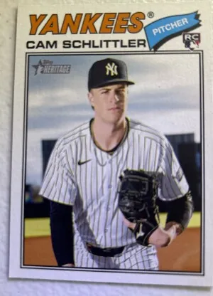 2026 Topps Heritage Cam Schlittler RC front