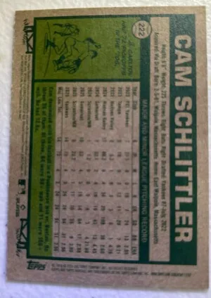2026 Topps Heritage Cam Schlittler RC back