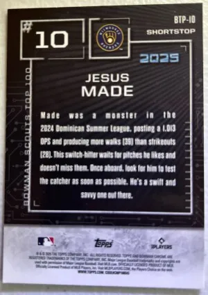 2025 Bowman Chrome Jesus Made #BTP-10 back