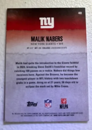 2025 Topps Malik Nabers #40 back