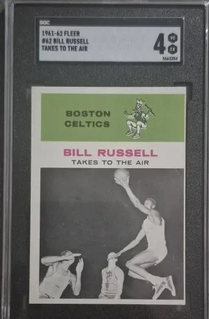 1961-62 Fleer Bill Russell Takes To The Air #62 SGC 4 Boston Celtics front