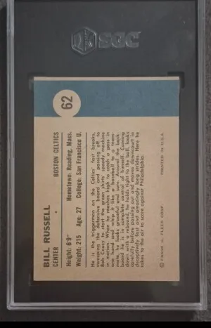 1961-62 Fleer Bill Russell Takes To The Air #62 SGC 4 Boston Celtics back