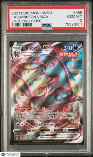 2021 Pokemon Sword & Shield Evolving Skies Umbreon VMAX PSA 10 #095 front