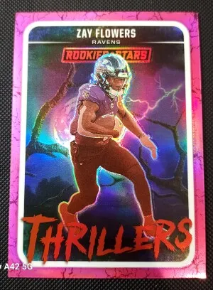 2025 Panini Rookies & Stars - Thrillers Zay Flowers #12 Pink /75 front