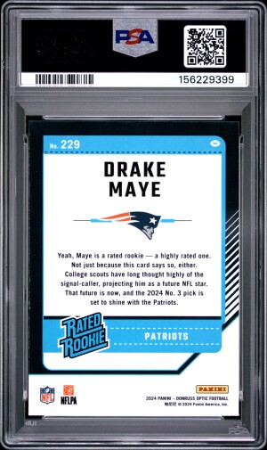 2024 Panini Donruss Optic Drake Maye PSA 10 back