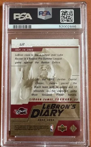 2003 Upper Deck Lebron's Diary Lebron James Lebron's Diary back