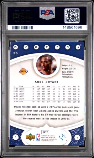 2006 Upper Deck Ovation Kobe Bryant #35 PSA 9 back