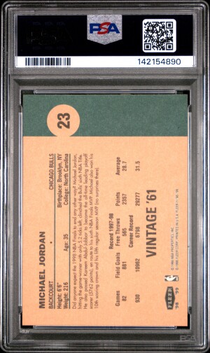 1998 Fleer Tradition Vintage '61 Michael Jordan #23 PSA 9 back