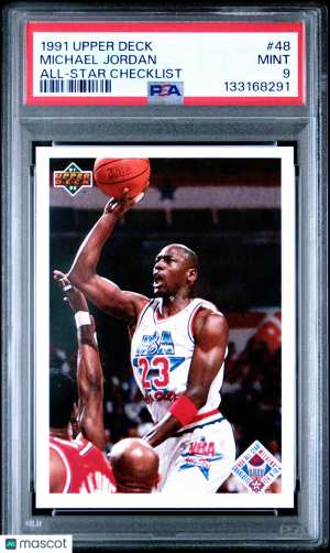 1991 Upper Deck Michael Jordan #48 All Star Checklist PSA 9 front