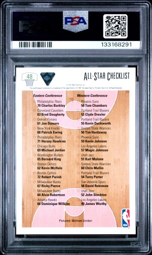 1991 Upper Deck Michael Jordan #48 All Star Checklist PSA 9 back