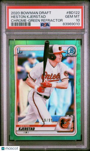 2020 Bowman Draft Heston Kjerstad #BD122 Chrome Green Refractor /99 PSA 10 front