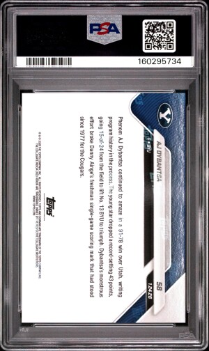 2025 Bowman U Now Aj Dybantsa #58 PSA 10 back