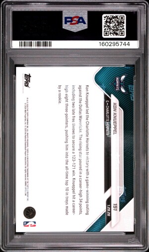 2025 Topps Now Kon Knueppel #151 PSA 10 back
