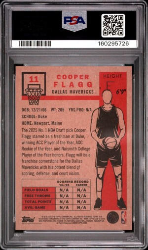 2026 Topps Living Cooper Flagg #11 PSA 9 back