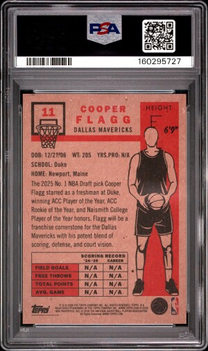 2026 Topps Living Cooper Flagg #11 PSA 10 back