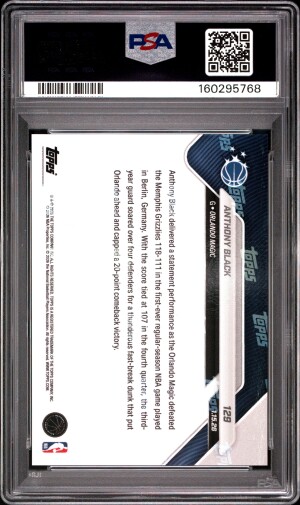 2025 Topps Now Anthony Black #129 PSA 10 back