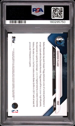 2025 Topps Now Cooper Flagg #150 PSA 10 back