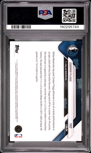 2025 Topps Now Cooper Flagg #150 PSA 10 back