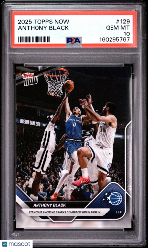 2025 Topps Now Anthony Black #129 PSA 10 front