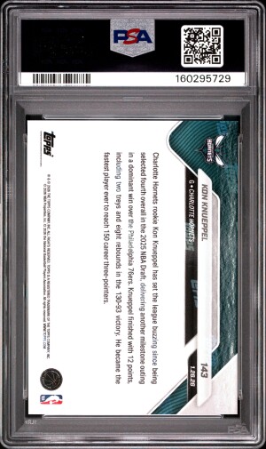 2025 Topps Now Kon Knueppel #143 PSA 10 back