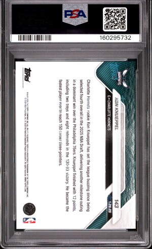 2025 Topps Now Kon Knueppel #143 PSA 10 back