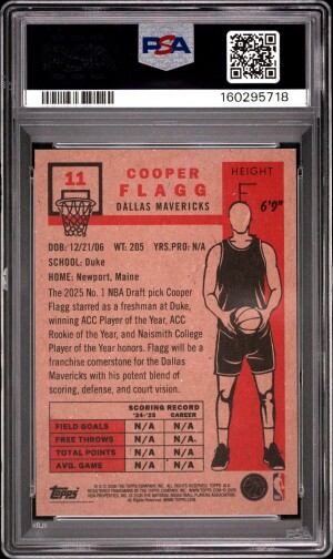 2026 Topps Living Cooper Flagg #11 PSA 10 back