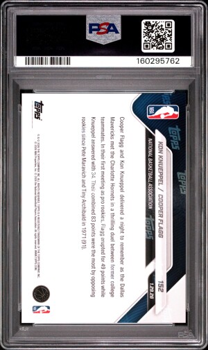 2025 Topps Now Knueppel Flagg #152 PSA 10 back