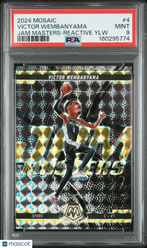 2024 Panini Mosaic Jam Masters Victor Wembanyama #4 Reactive Ylw PSA 9 /99 front
