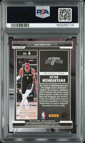 2024 Panini Mosaic Jam Masters Victor Wembanyama #4 Reactive Ylw PSA 9 /99 back