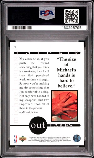 1994 Upper Deck MJ Rare Air Michael Jordan #52 PSA 9 back