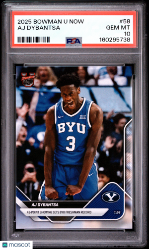 2025 Bowman U Now Aj Dybantsa #58 PSA 10 front