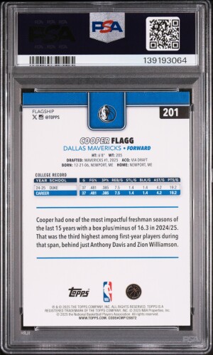 2025 Topps Cooper Flagg #201 PSA 9 back