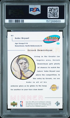 1999 Upper Deck MVP Draw Your Own Card Kobe Bryant #W3 Trad. Card PSA 9 back